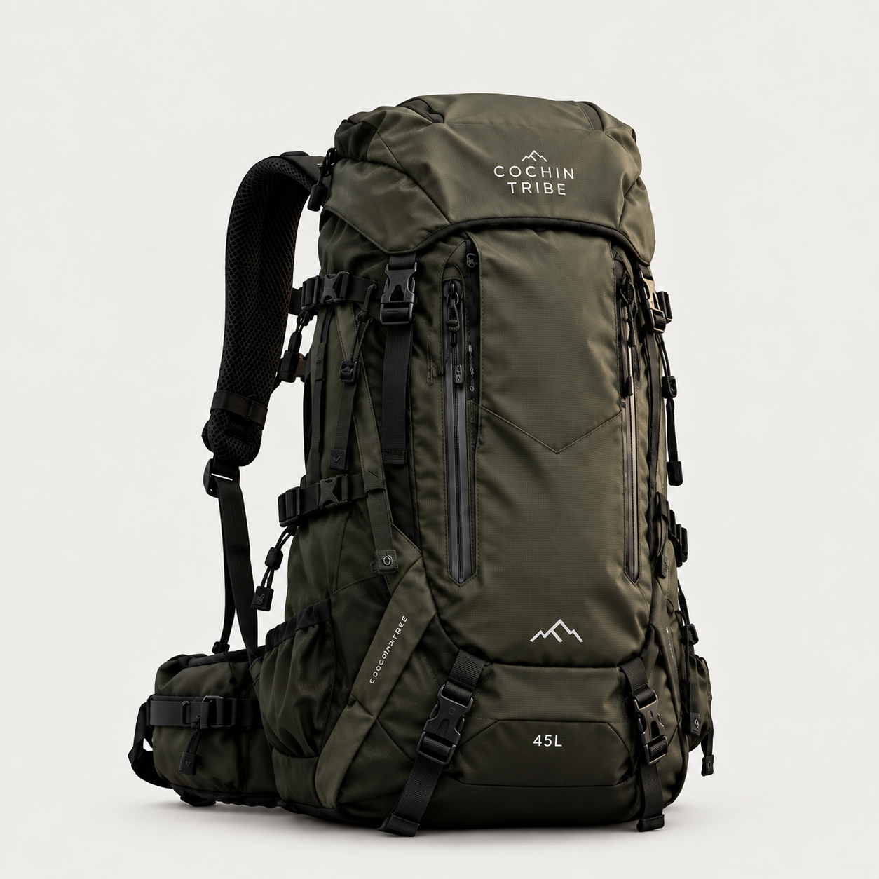 CochinTribe 45L olive backpack